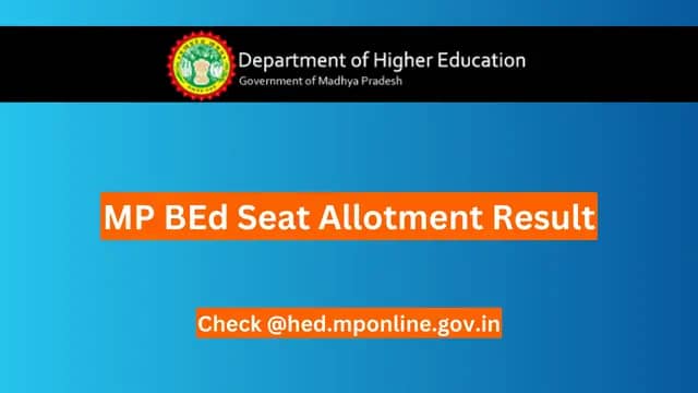 MP BEd Seat Allotment 2024 Result