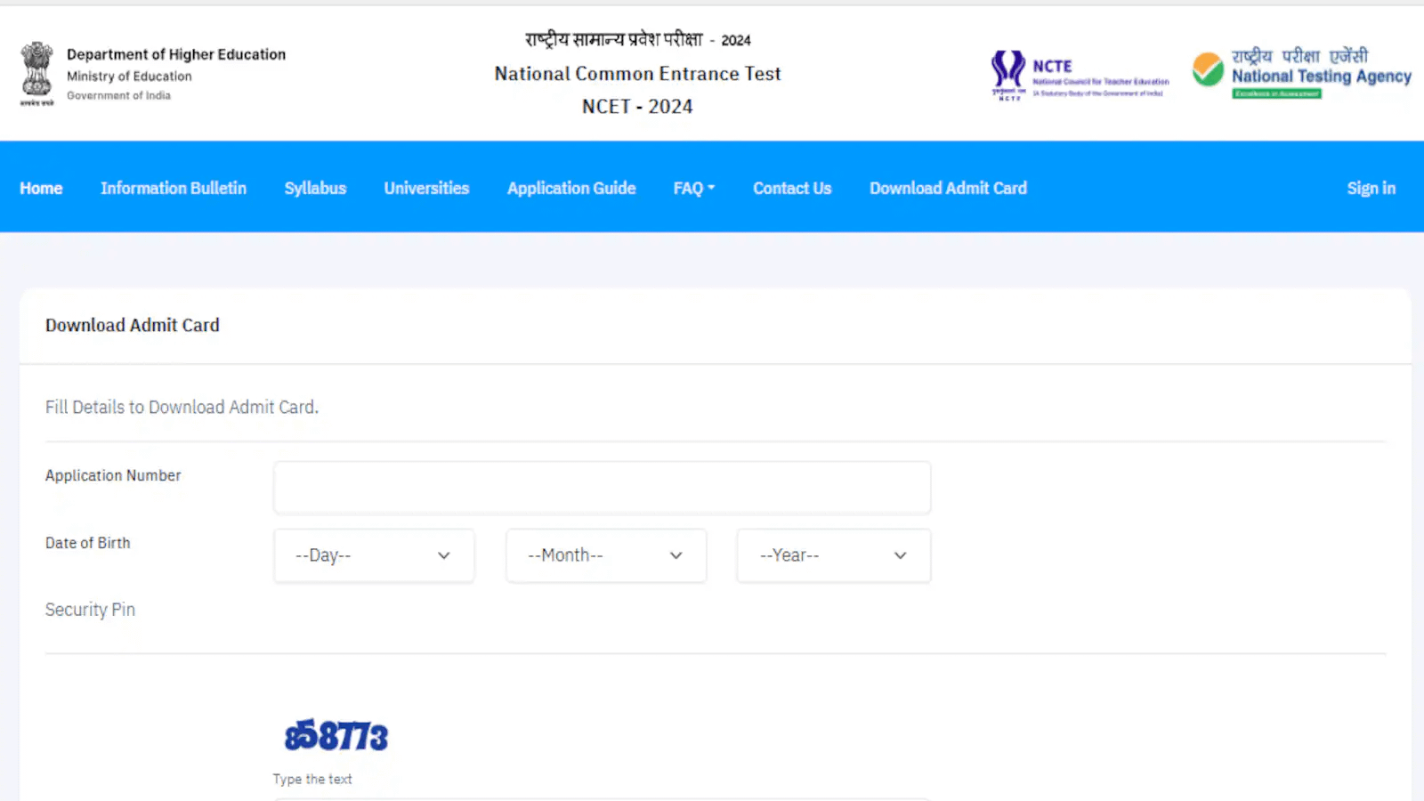 NTA NCET 2024 Admit Card Released at ncet.samarth.ac.in, How to Download